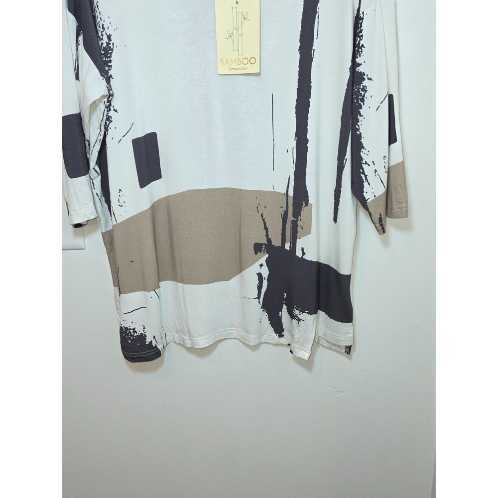 Lemon Grass Bamboo Tee Lagenlook Oversized Tunic Abstract Small NWT - Picture 3 of 8